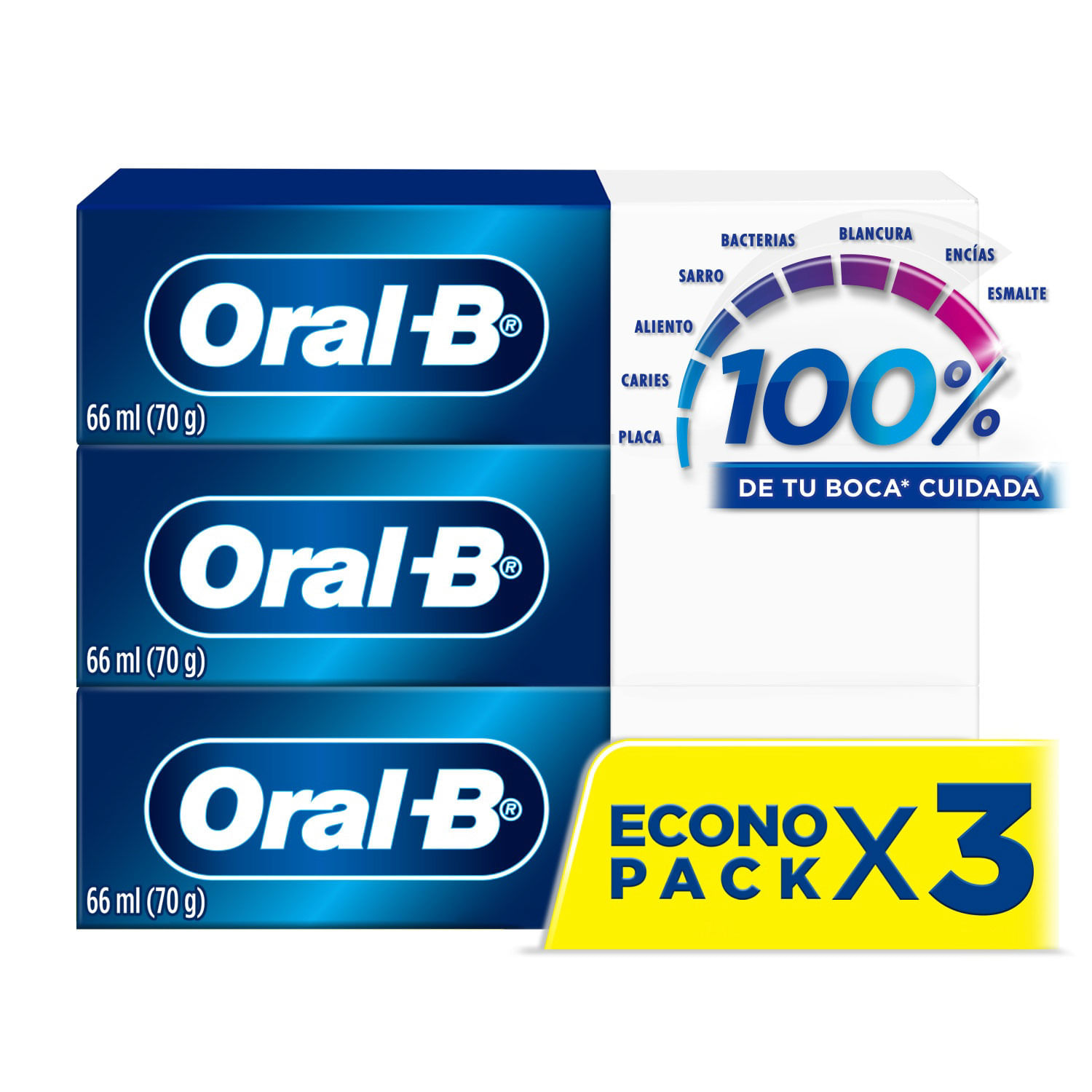 Pasta Dental Oral B 100% Pack 3X66Ml/70Gx8It
